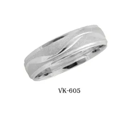 14k Solid Gold Elegant Ladies Modern Stone Finish Flat Band 5mm Ring VK605v(W)