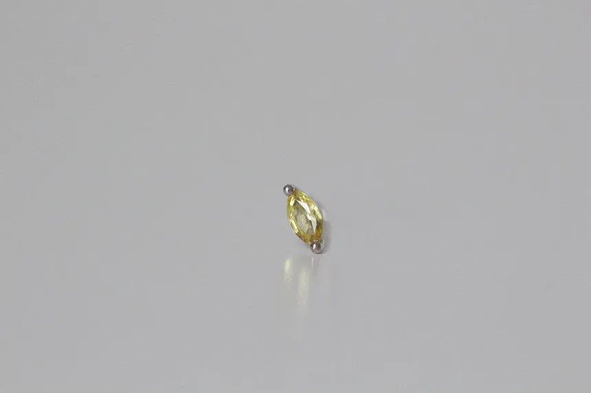 14K Solid Gold Marquise Natural Sapphire Cartilage Tragus Internally Threaded Flat Back Labret