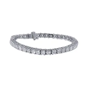 14K White Gold Diamond Tennis Bracelet With Round Cut Diamonds 10.00CT