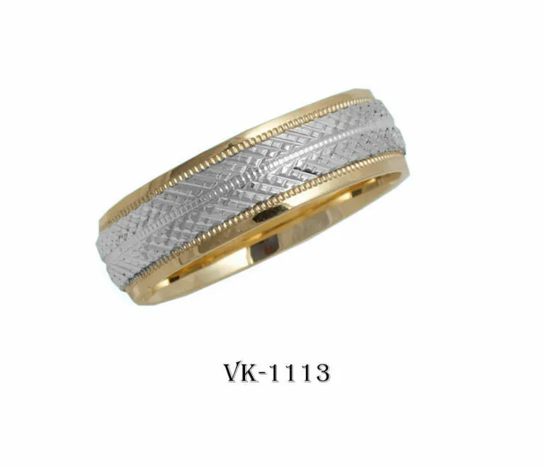 18k Solid Gold Elegant Ladies Modern Machine Finished Flat Band 6mm Ring VK1113v