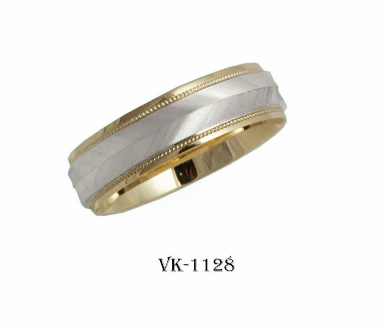 18k Solid Gold Elegant Ladies Modern Satin Finished Flat Band 6mm Ring VK1128v