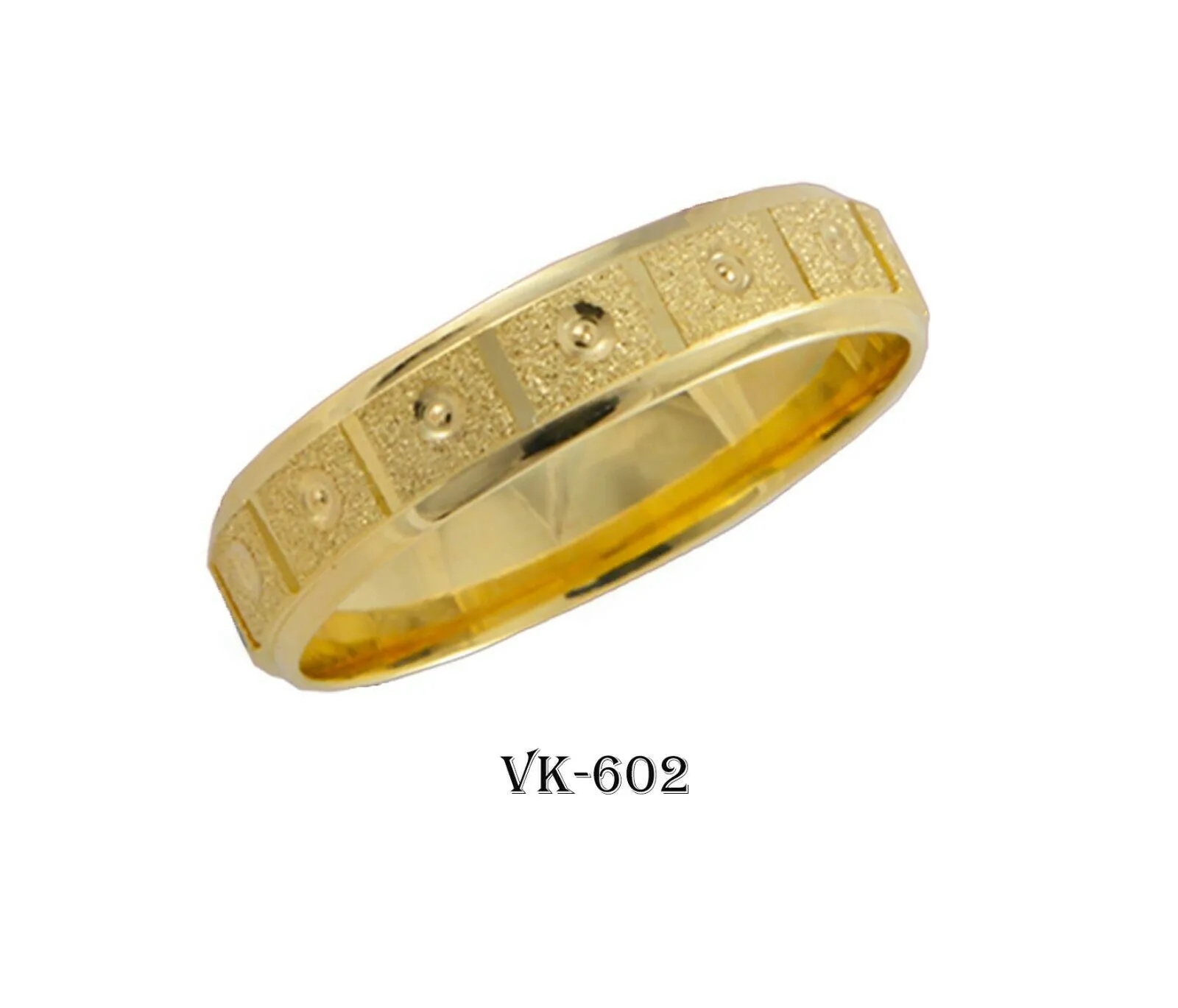 18k Solid Gold Elegant Ladies Modern Stone Finished Flat Band 5mm Ring VK602v(Y)