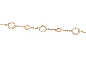 18K Yellow Gold Diamond Bracelet with Round Cut Diamonds And Circle Design 0.71CT