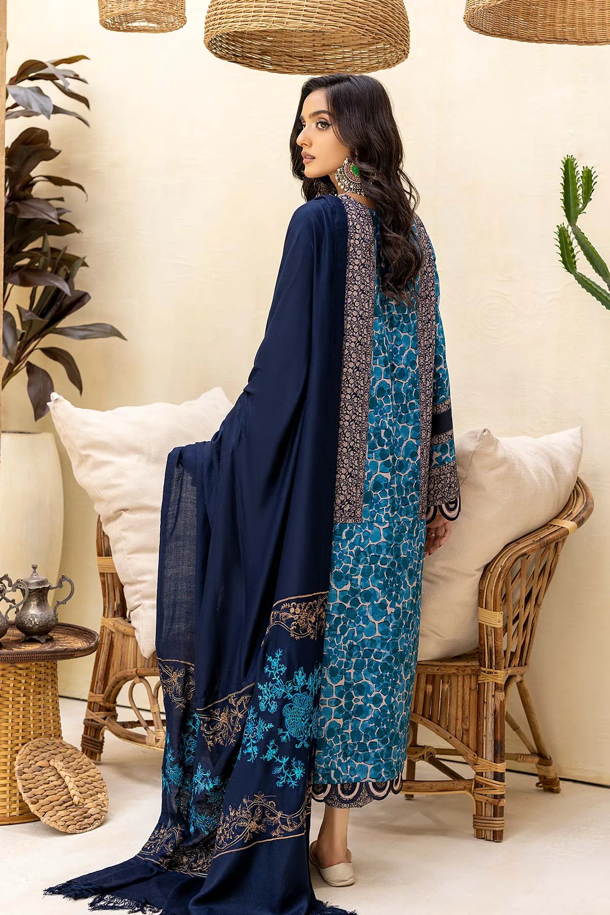 3-Pc Unstitched Khaddar With Embroidered Pashmina Shawl CKD22-03