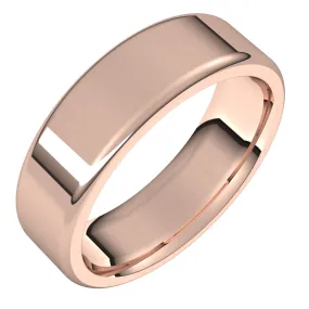 6mm 14K Rose Gold Polished Round Edge Comfort Fit Flat Band