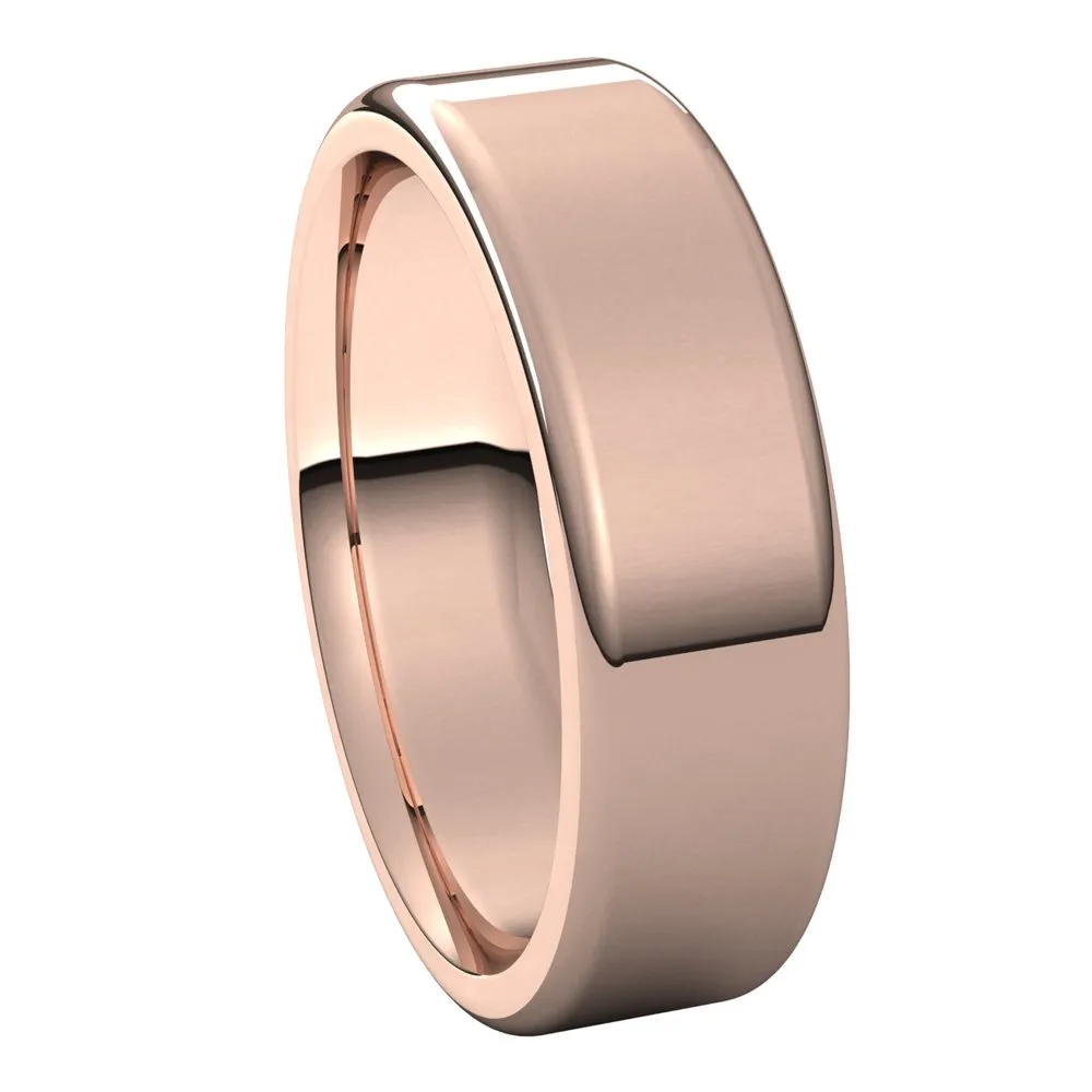 6mm 14K Rose Gold Polished Round Edge Comfort Fit Flat Band