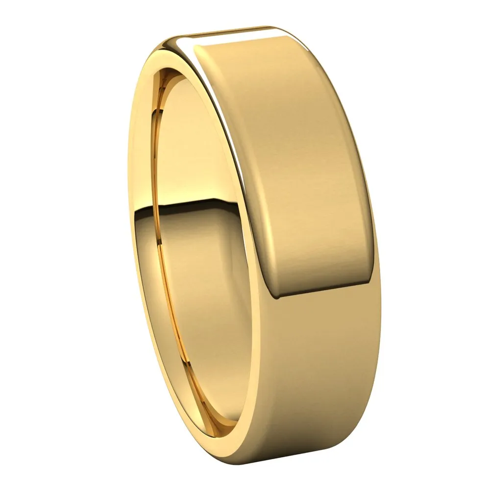 6mm 14K Yellow Gold Polished Round Edge Comfort Fit Flat Band