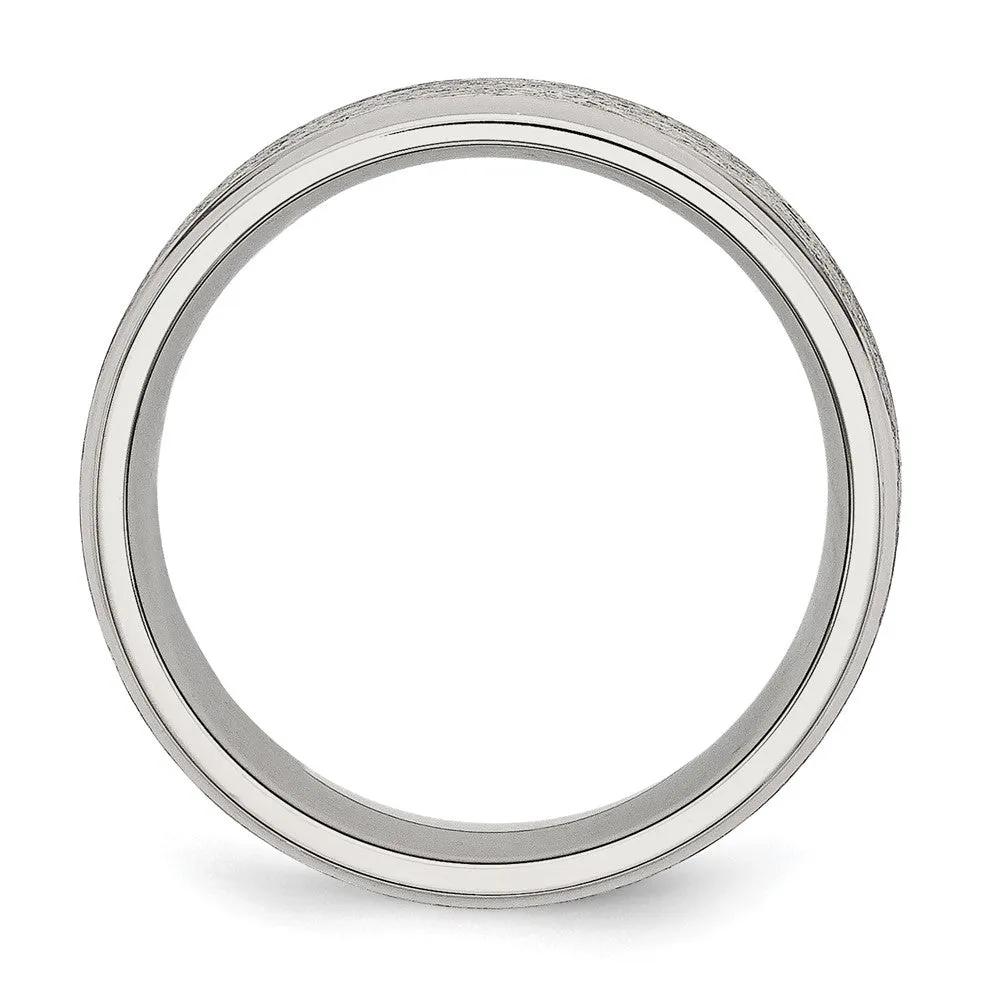 8mm Stainless Steel Grain Finish Flat Center Polished Ridged Edge Band