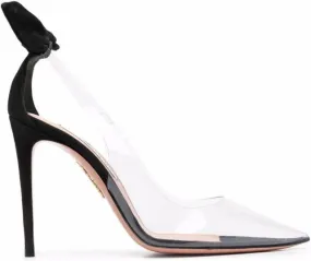 Aquazzura bow detail transparent stilettos Black