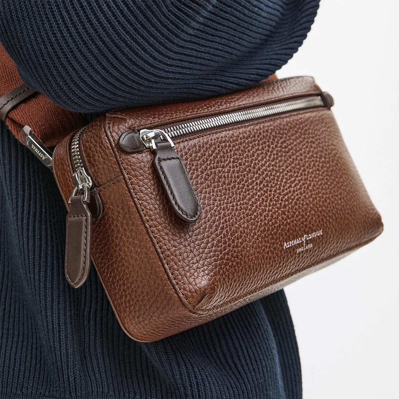 ASPINAL OF LONDON ONLINE EXCLUSIVE Reporter Compact Grained Leather Crossbody Bag - Tobacco