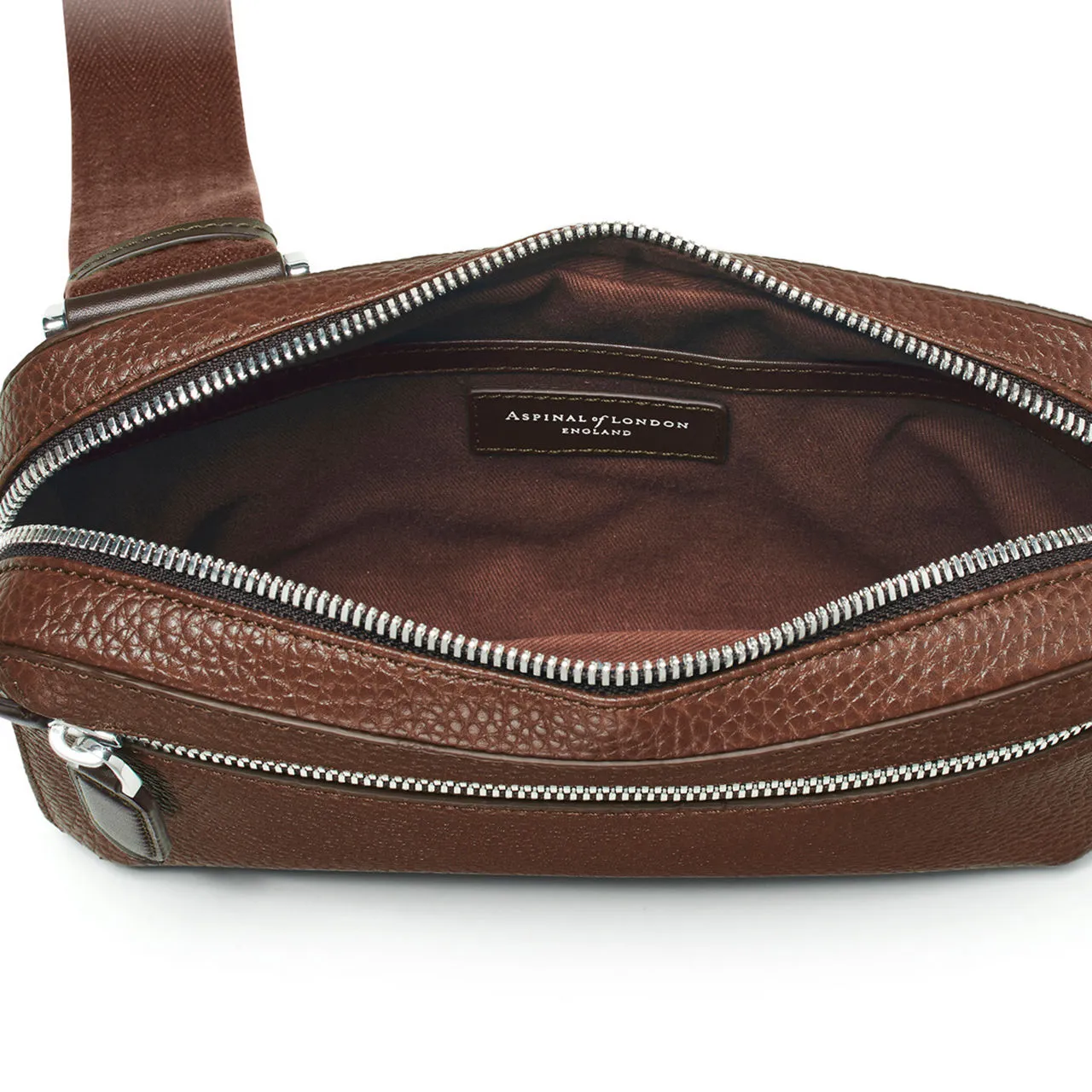 ASPINAL OF LONDON ONLINE EXCLUSIVE Reporter Compact Grained Leather Crossbody Bag - Tobacco