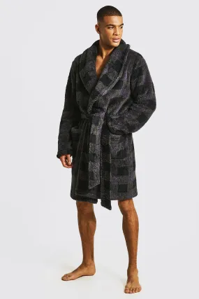 Black Check Shawl Collar Dressing Gown