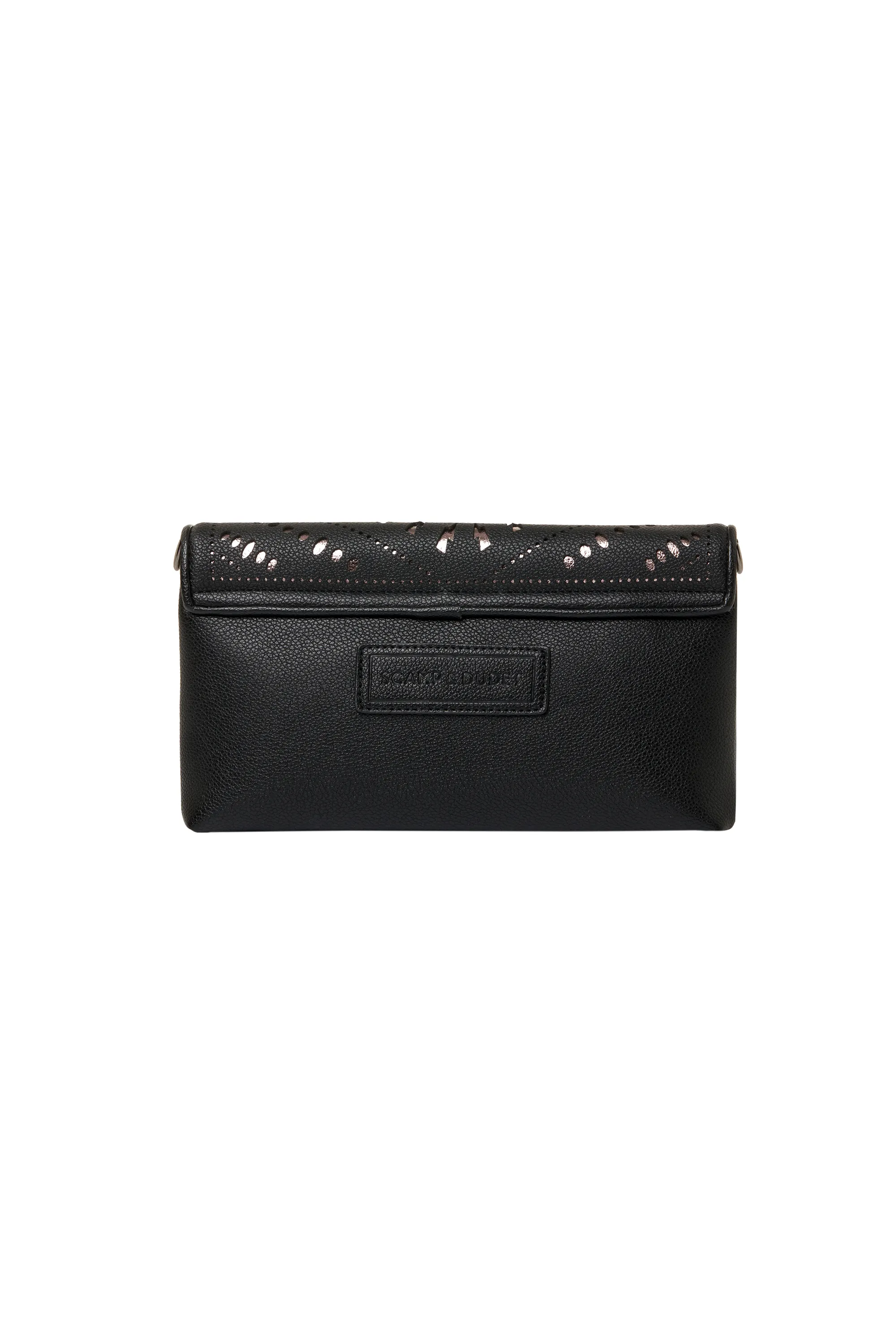 Black with Pewter Lightning Bolt Laser Cut Clutch Bag