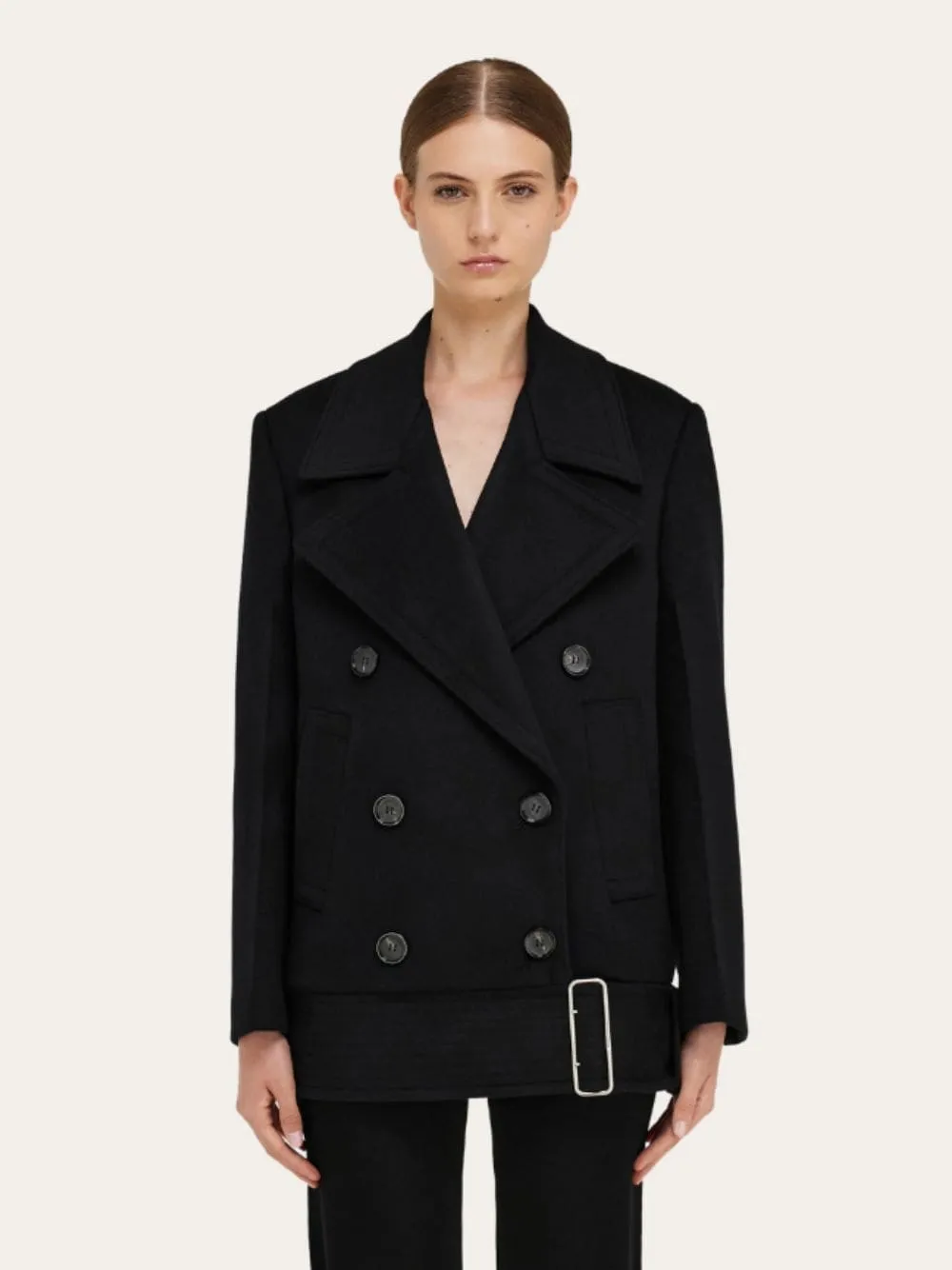 Black Wool Cashmere Peacoat