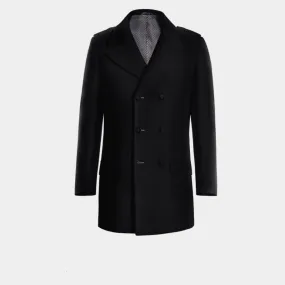 Blue 100% Wool Peacoat with contrasted Buttonthreads