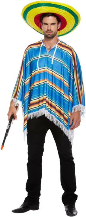 Blue Poncho Mexican Costume