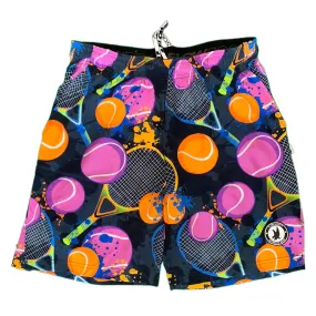 Boys Tennis Flow Print Short Charcoal