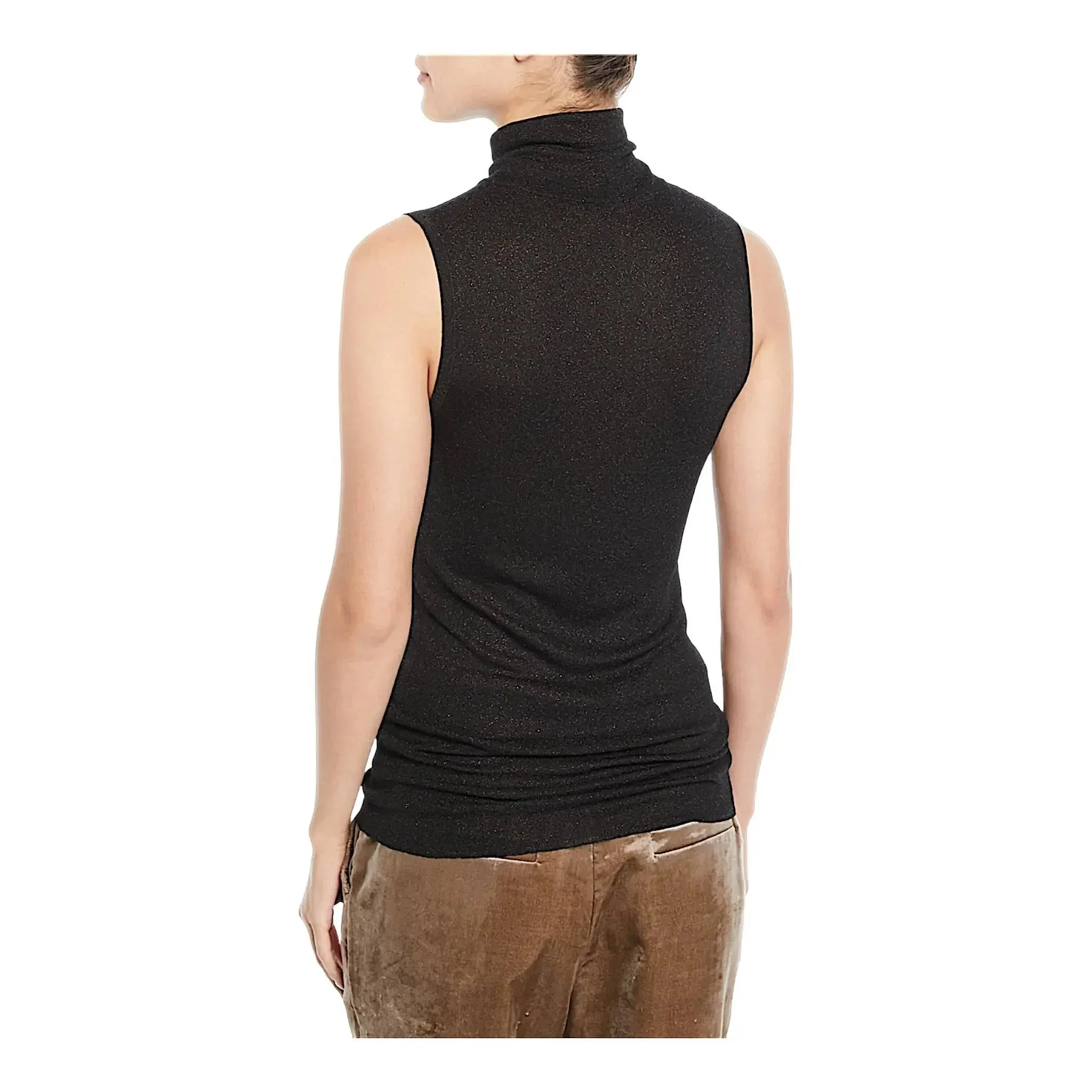 Brunello Cucinelli Metallic Turtleneck Sleeveless Top