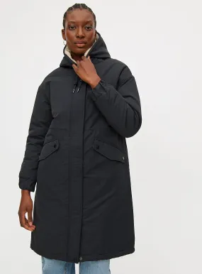 Buy Black Longline Hooded Parka Coat M | Coats | Tu