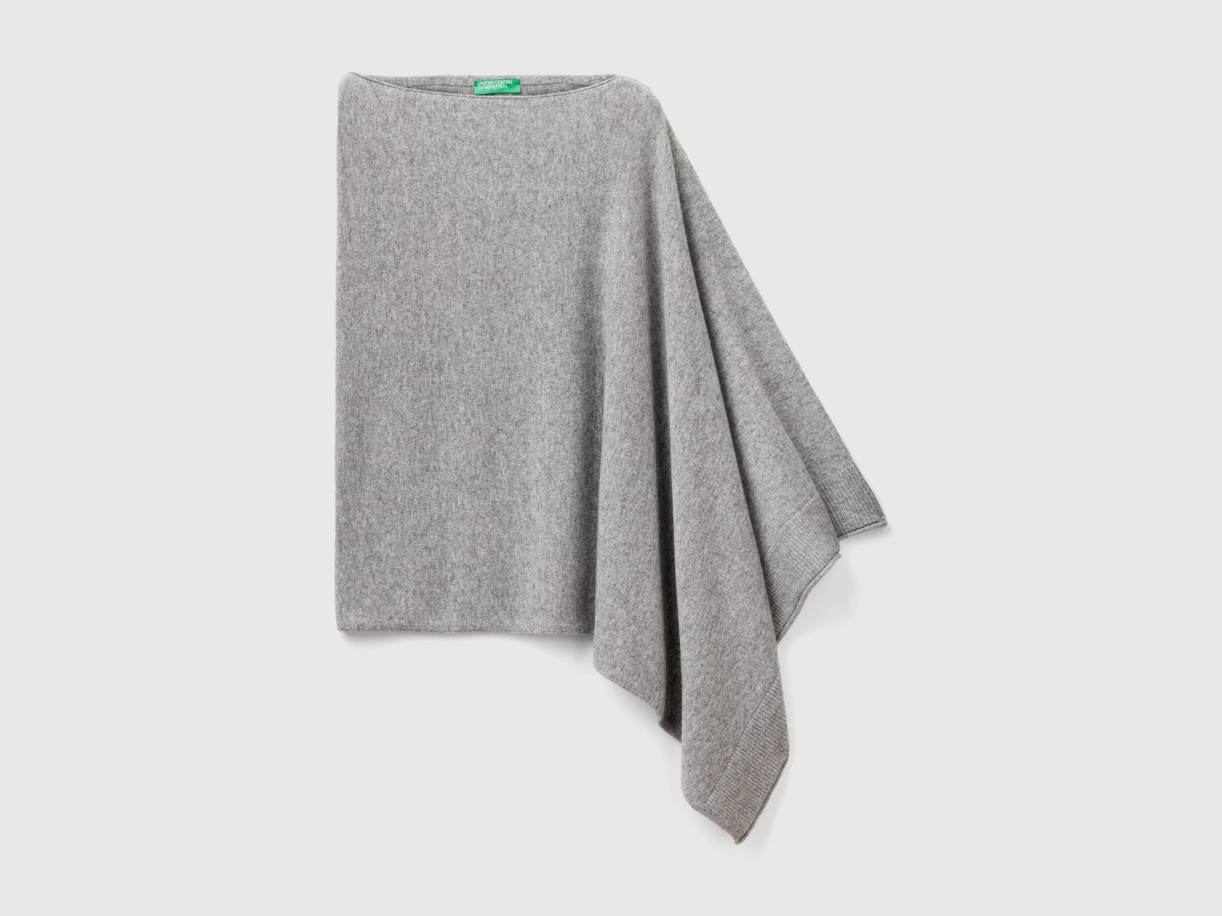 Cashmere blend poncho - Light Gray | Benetton