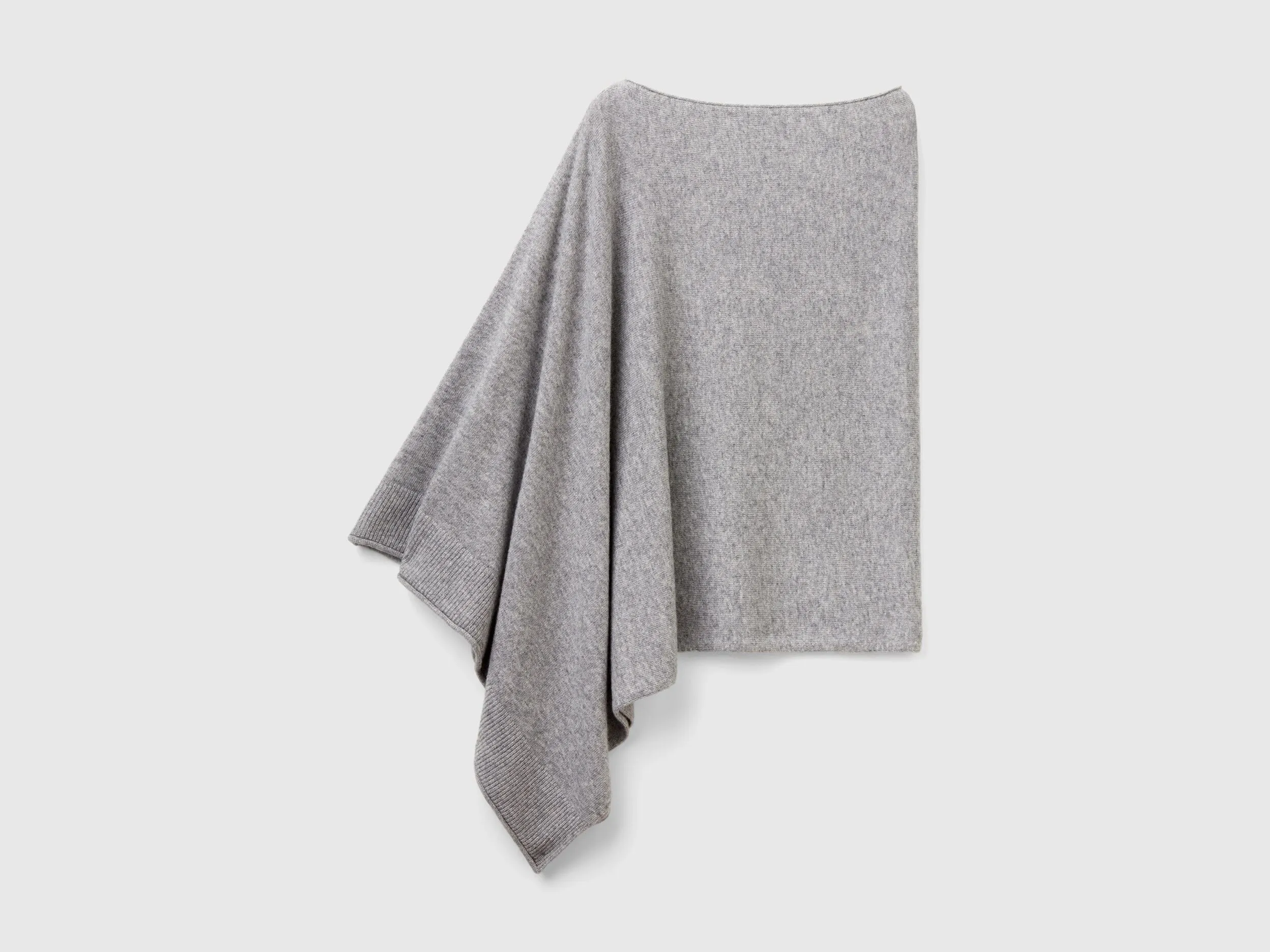 Cashmere blend poncho - Light Gray | Benetton