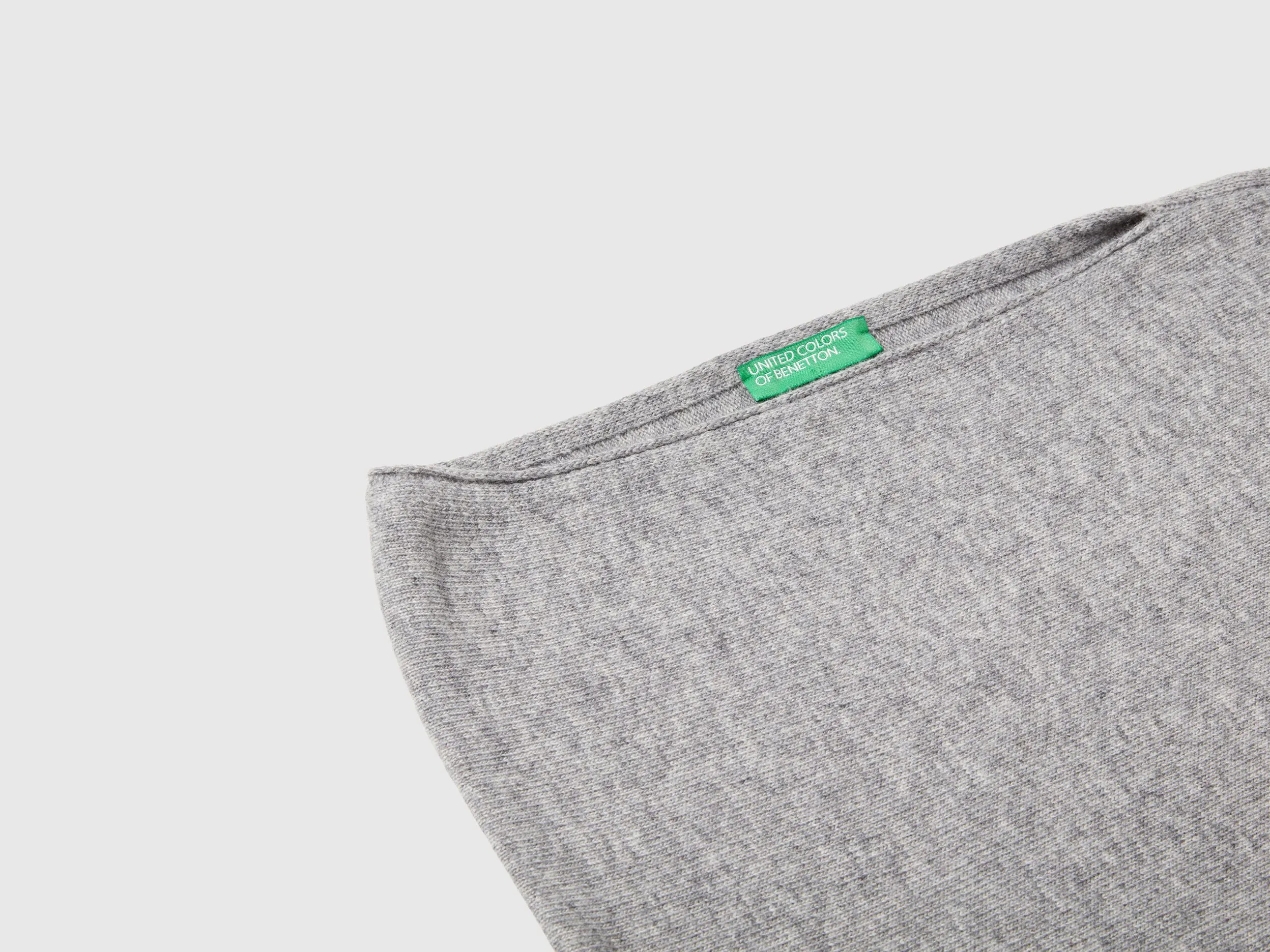 Cashmere blend poncho - Light Gray | Benetton