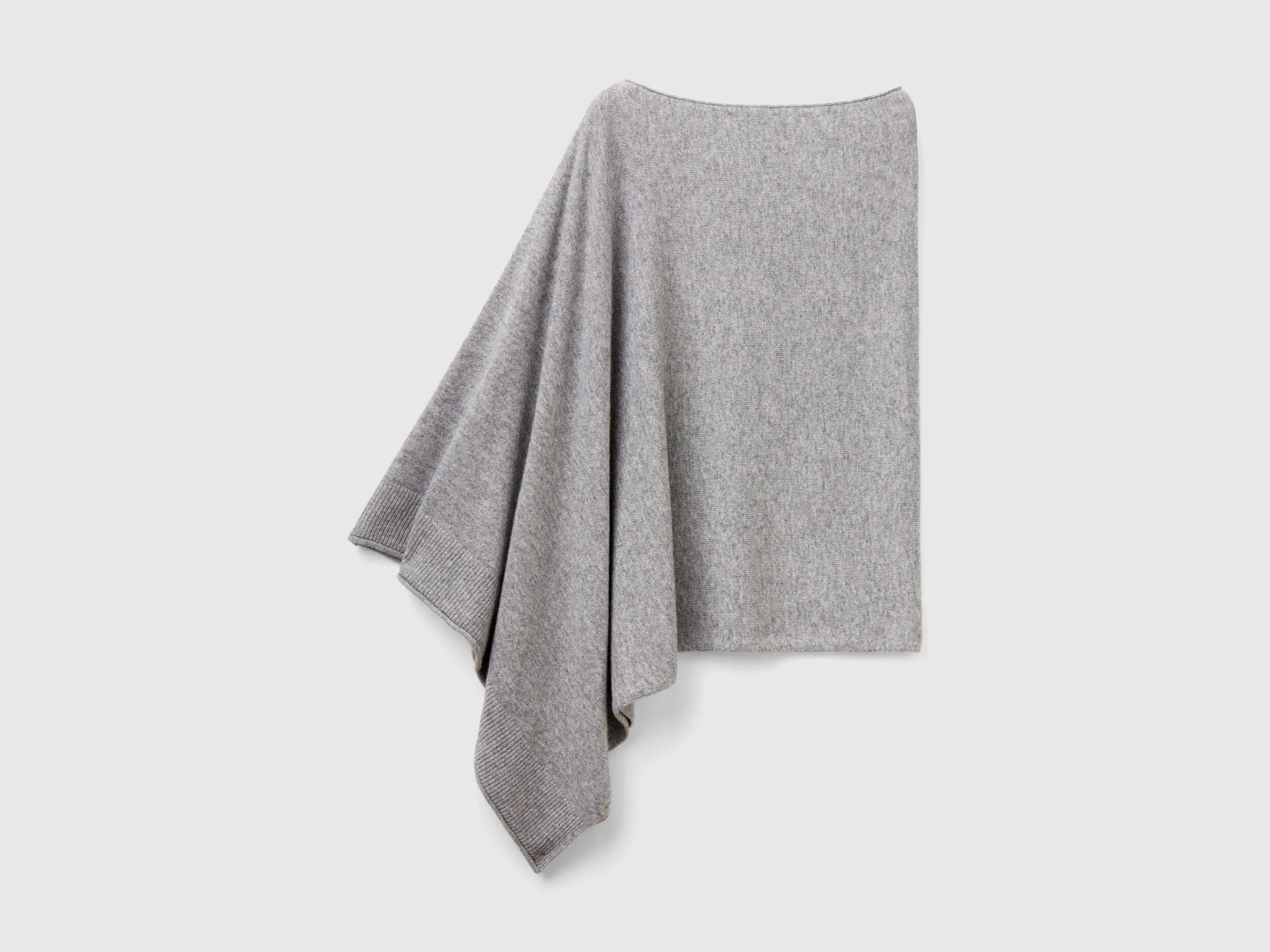 Cashmere blend poncho - Light Gray | Benetton