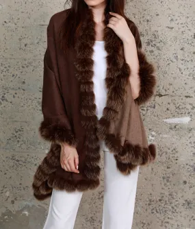 Cashmere Shawl with Fox Fur Trim