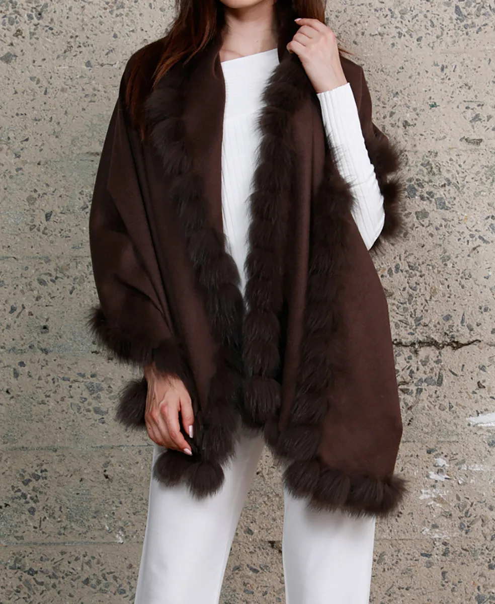 Cashmere Shawl with Fox Fur Trim