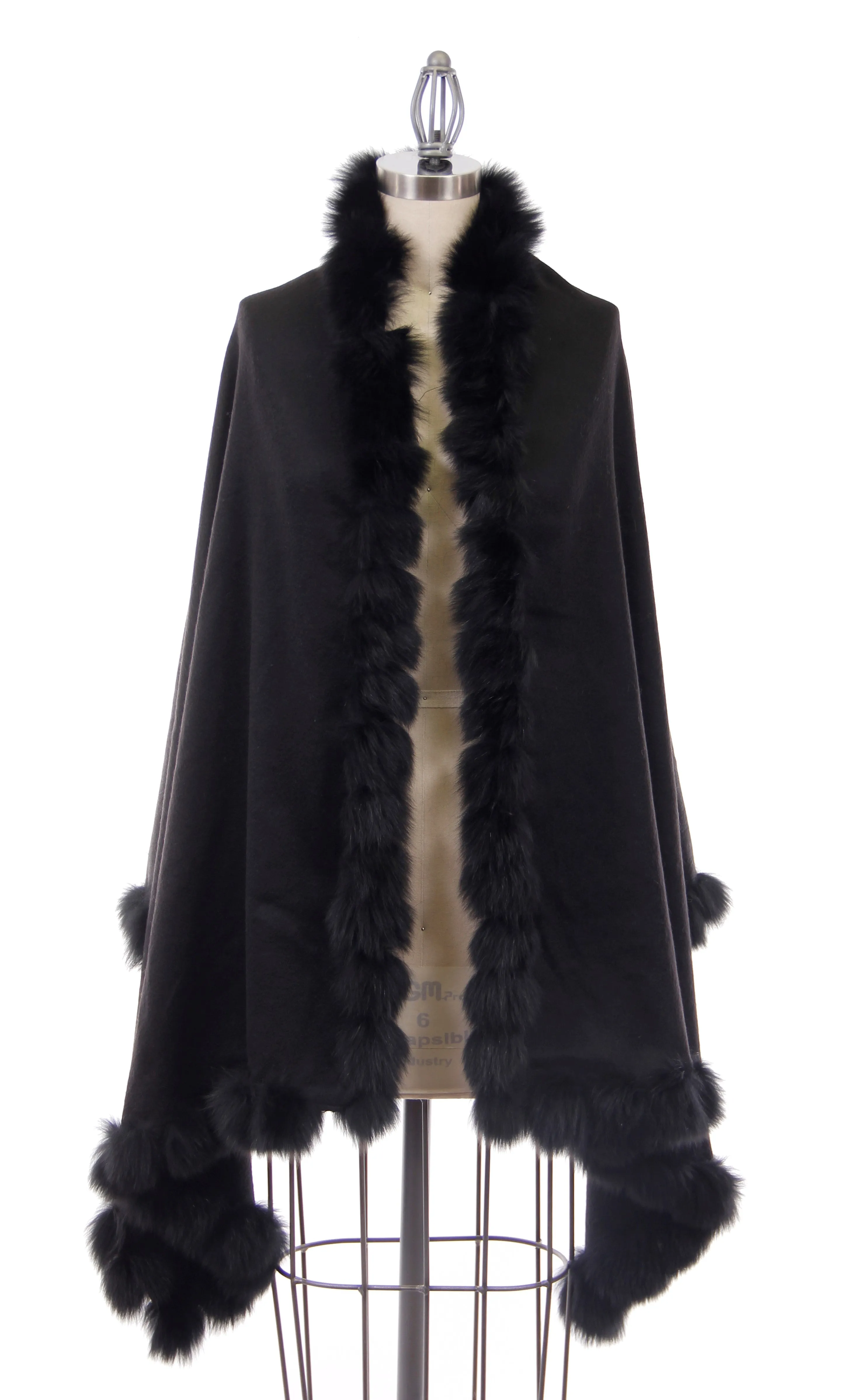 Cashmere Shawl with Fox Fur Trim