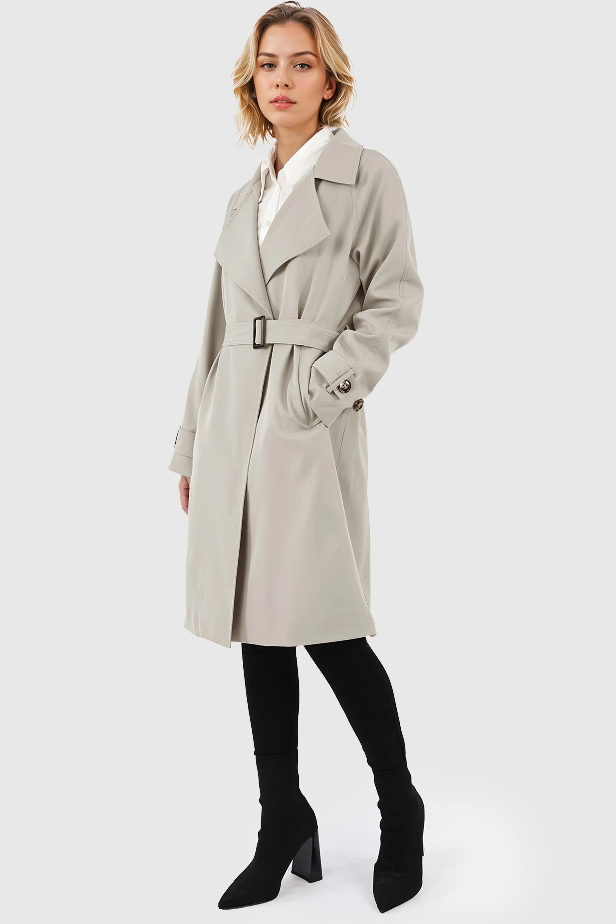 Casual Belted Lapel Trench