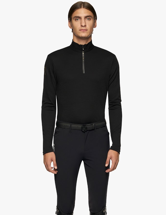 Cavalleria Toscana R-Evo premier tech wool L/S men's turtleneck 9999 Black