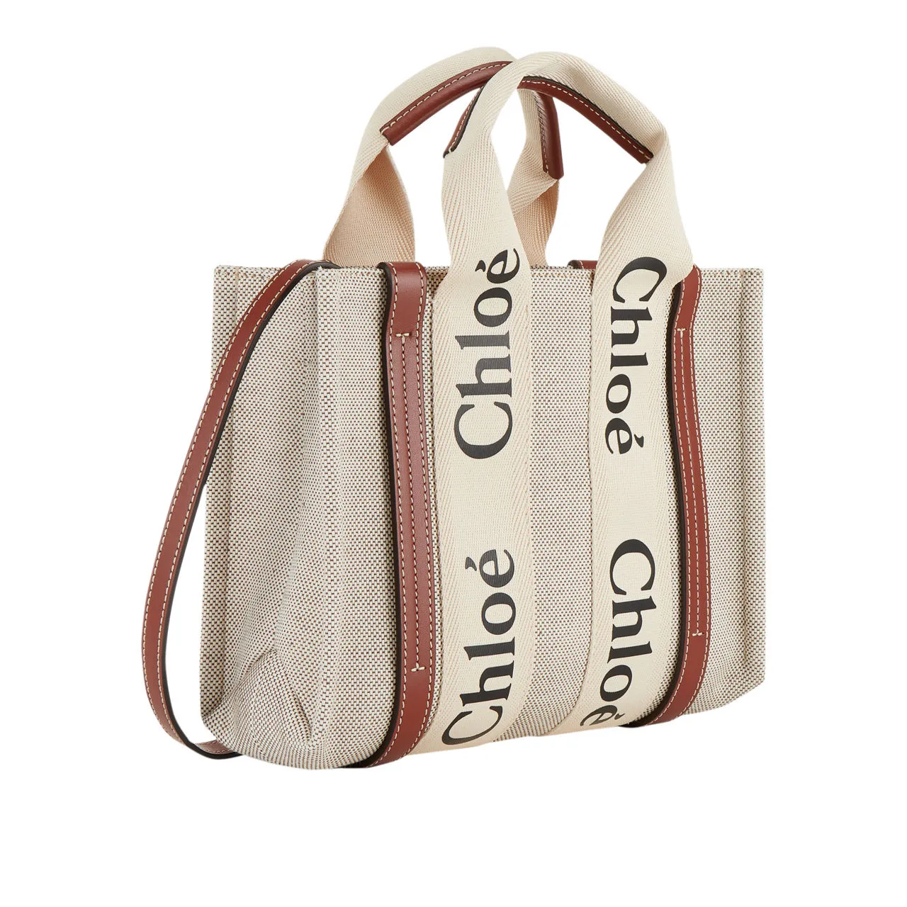 CHLOÉ Woody Small Tote - White Brown