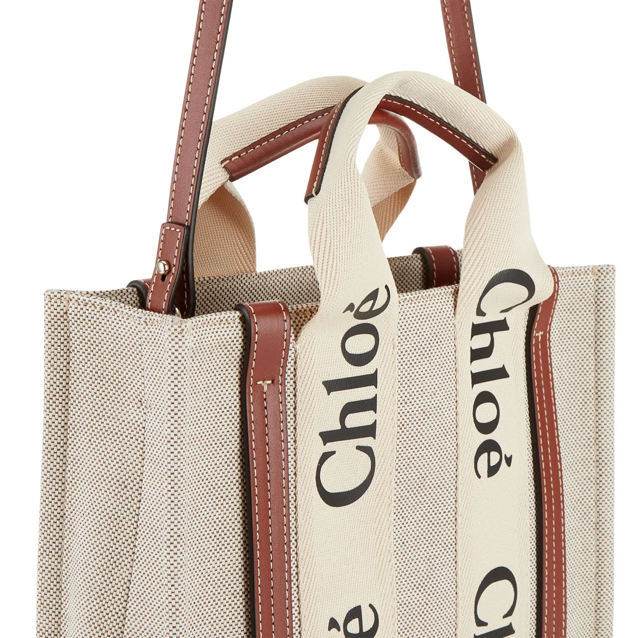 CHLOÉ Woody Small Tote - White Brown