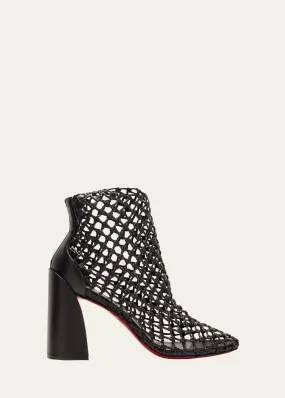 Christian Louboutin Leather Net Red Sole Ankle Booties