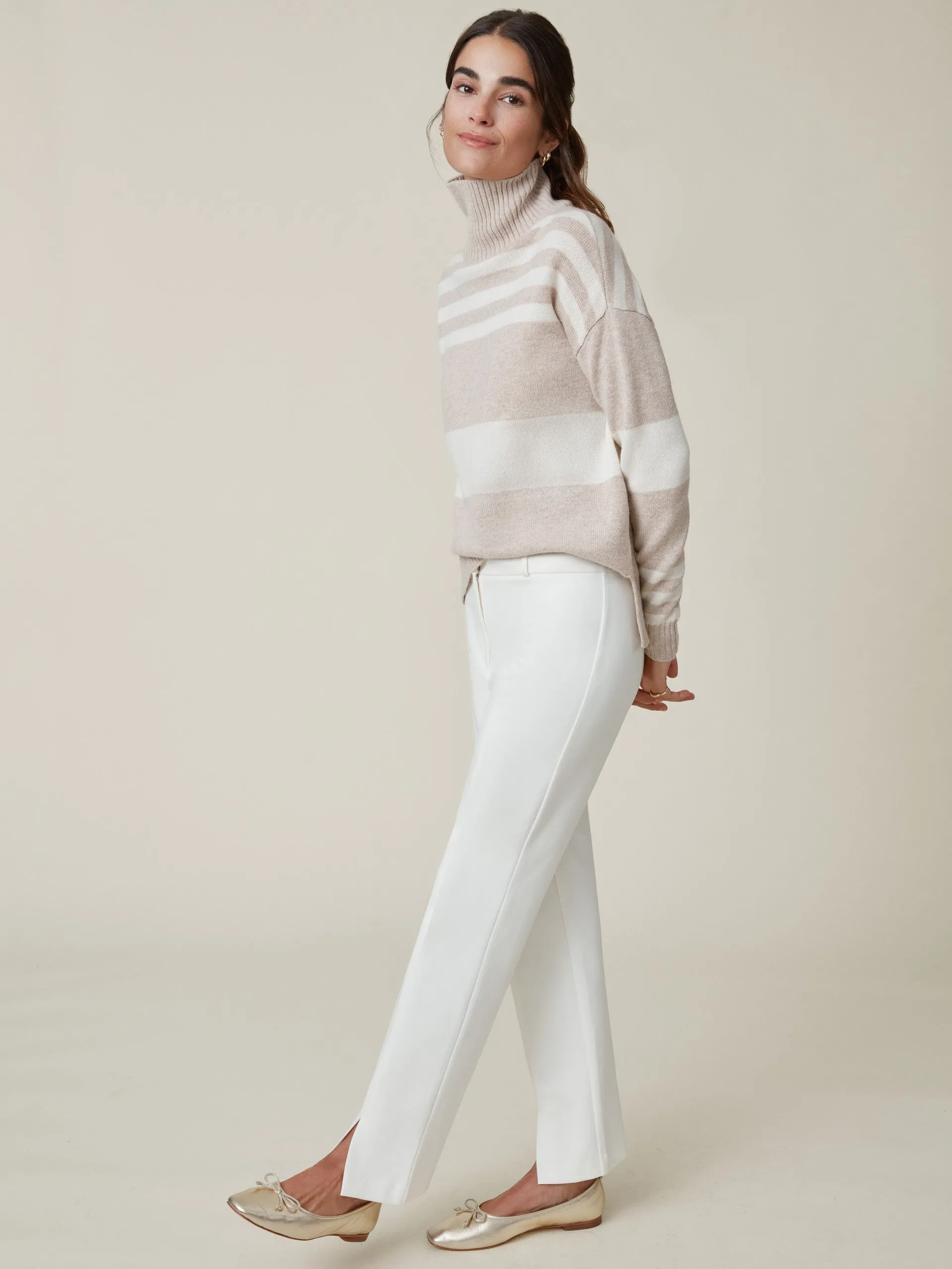 Clara Cashmere Turtleneck in Stripe