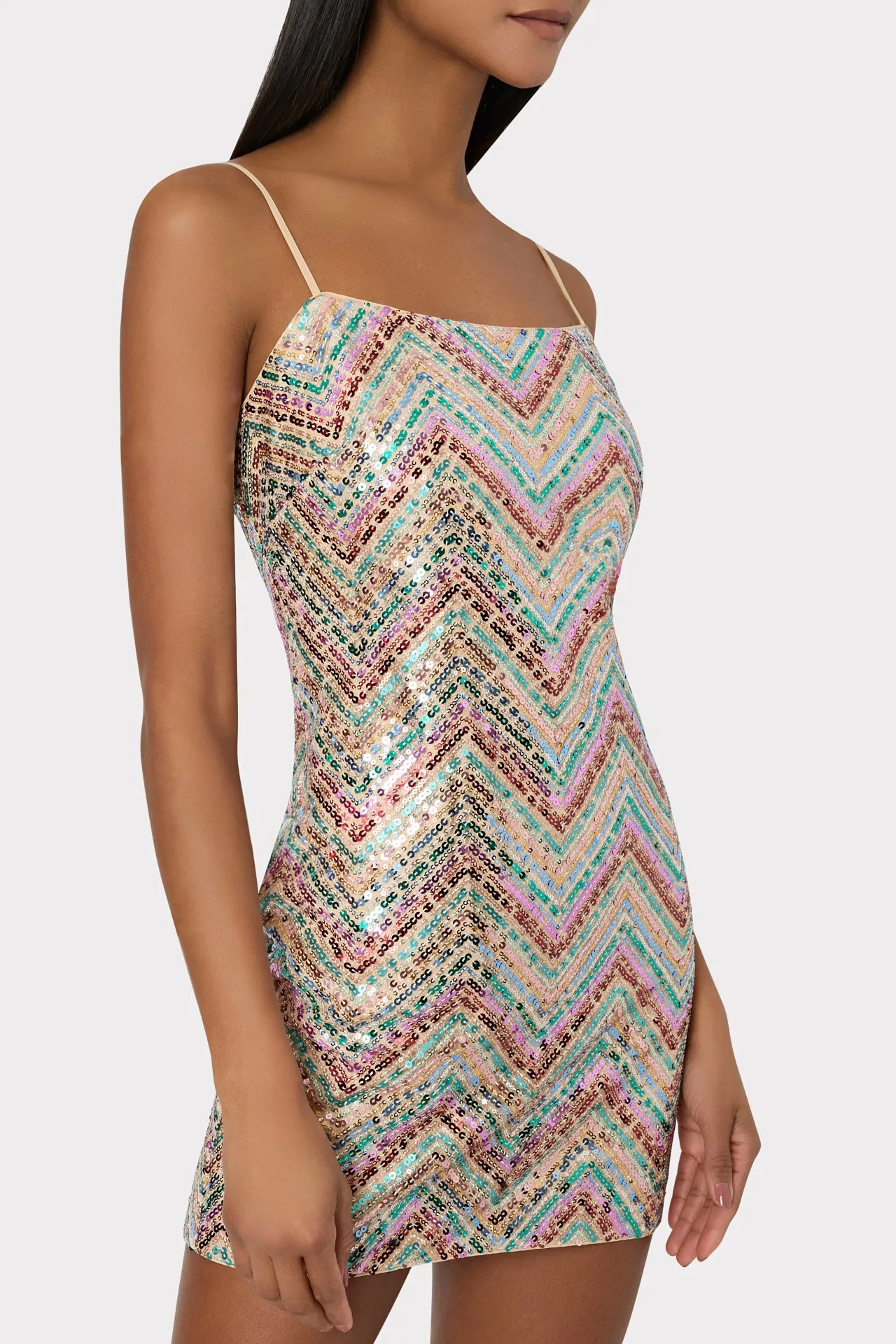 Colette Chevron Sequin Mini Dress