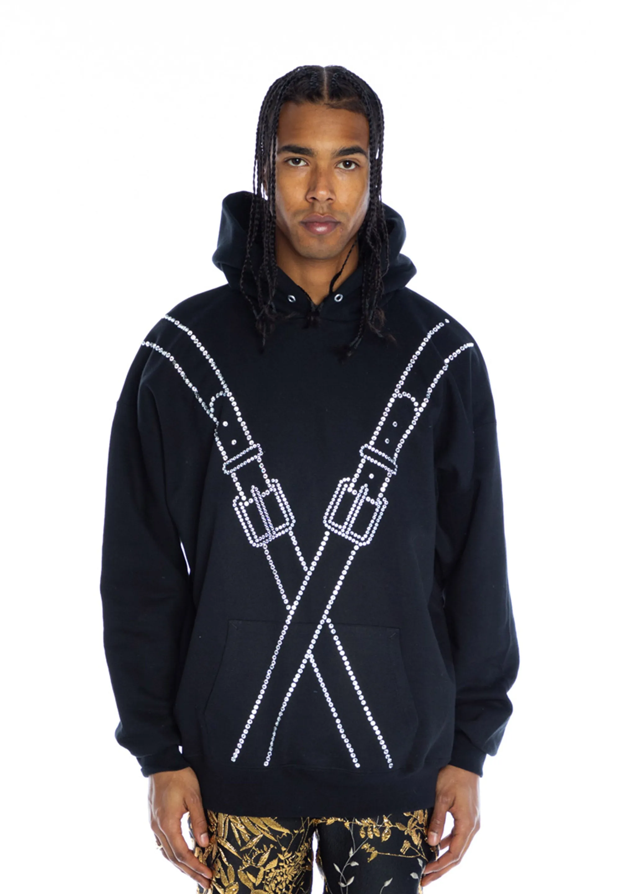 CRYSTAL ‘BONDAGE' PULLOVER SWEATSHIRT