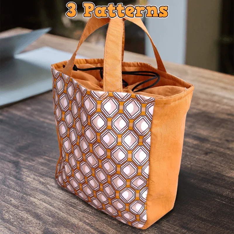 Cute Drawstring Bag PDF Download Pattern (3 sizes included)