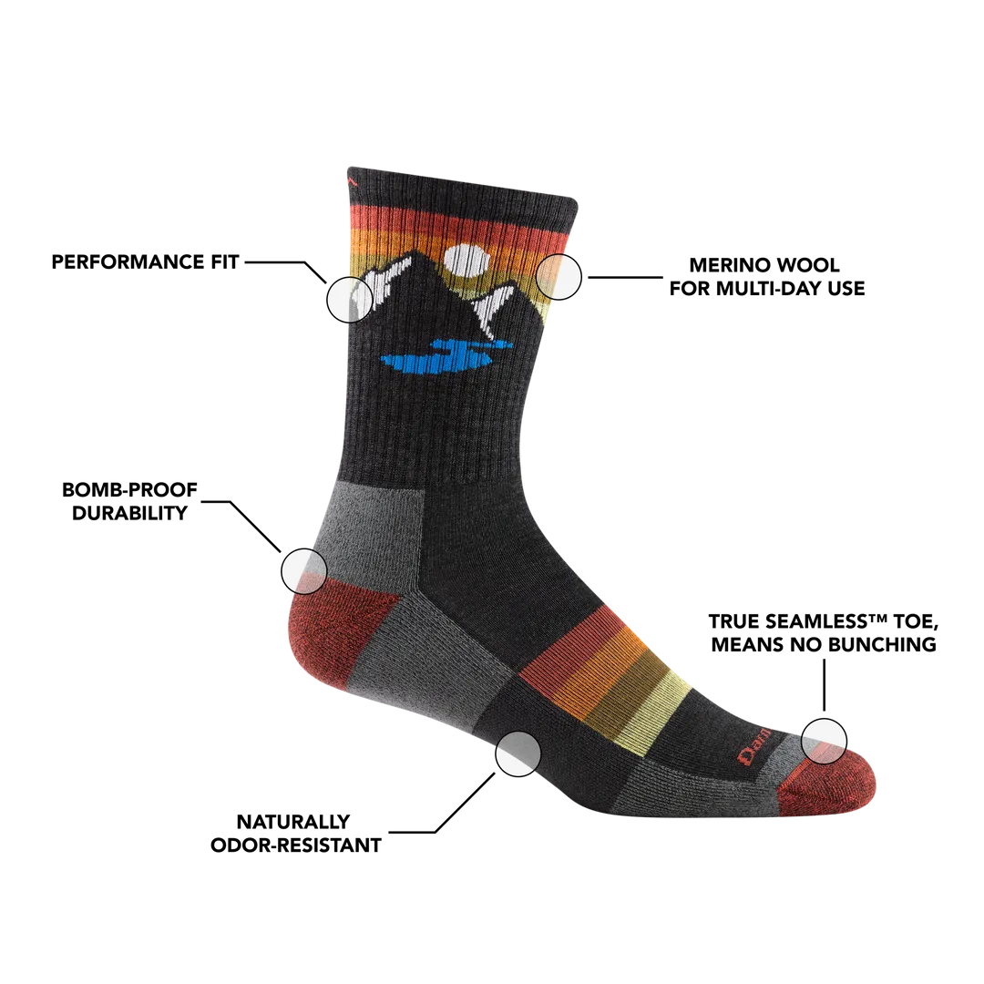 Darn Tough Men's Sunset Ridge Merino Wool Hiking Micro Crew Socks