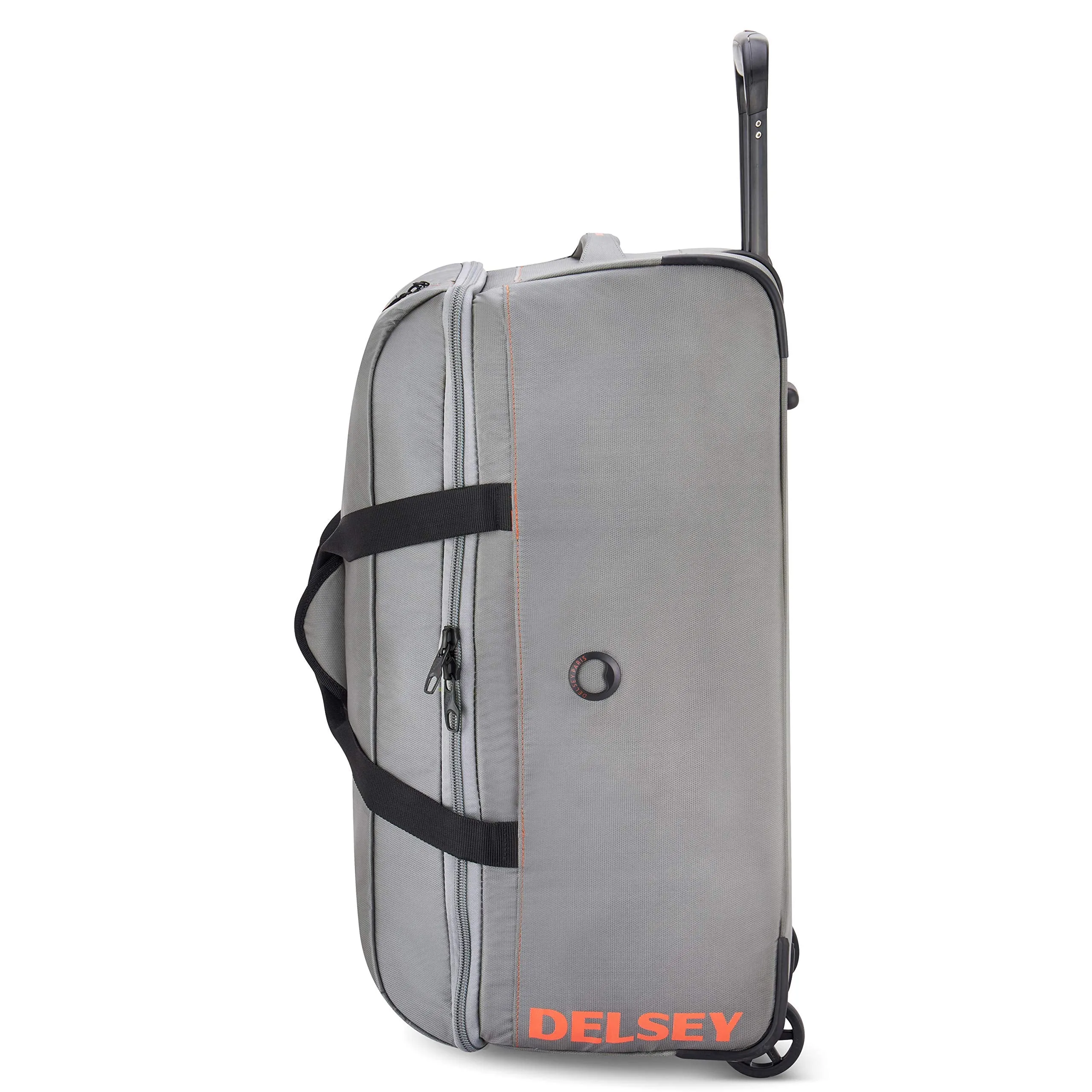 DELSEY Paris DELSEY Paris Egoa Rolling Travel Duffel Bag with 100% Recycled Materials, Light Gray, Checked-Medium 25 Inch