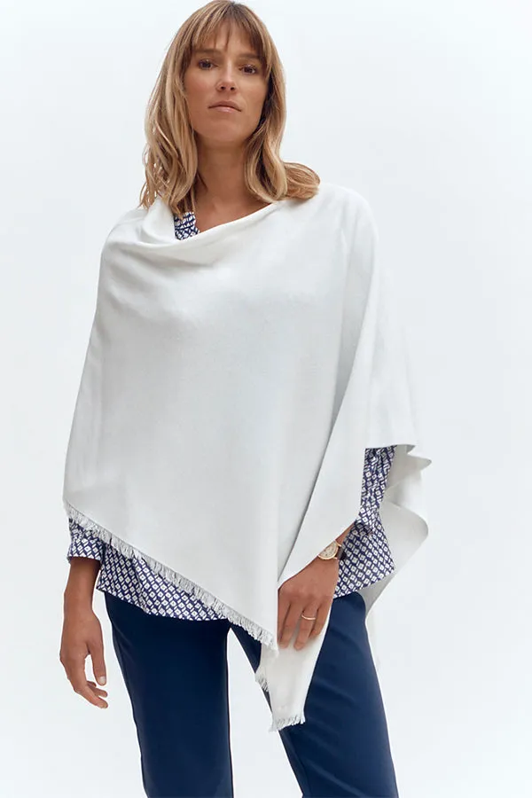 Devernois GIRLYFRANGES OFF WHITE PONCHO