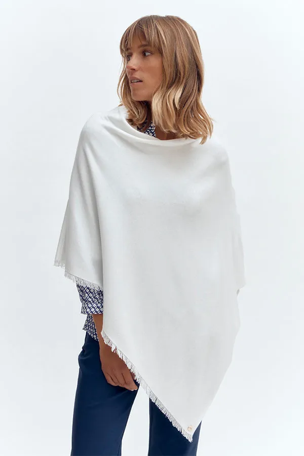 Devernois GIRLYFRANGES OFF WHITE PONCHO