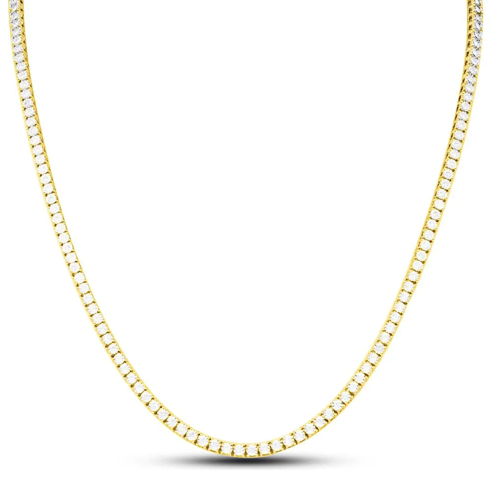 Diamond Tennis Chain 10K Yellow Gold 3MM 3.41cttw Miracle Setting