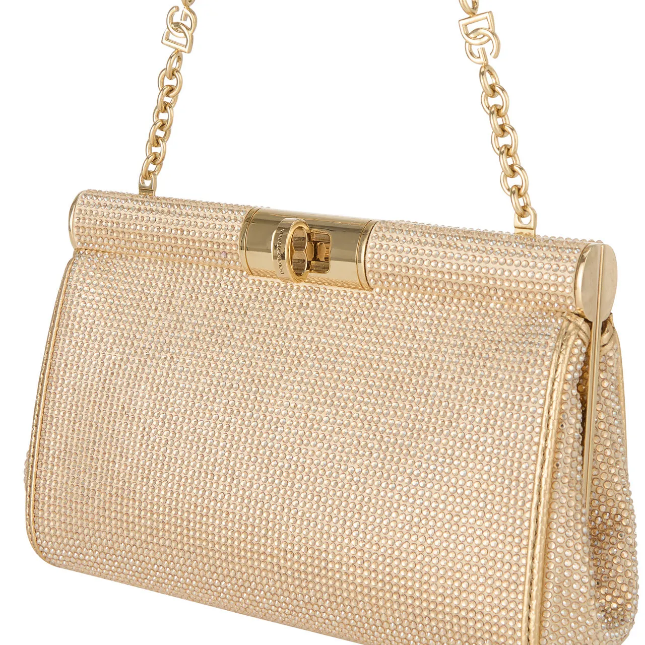 DOLCE & GABBANA Crystal DG Chain Clutch - Nude