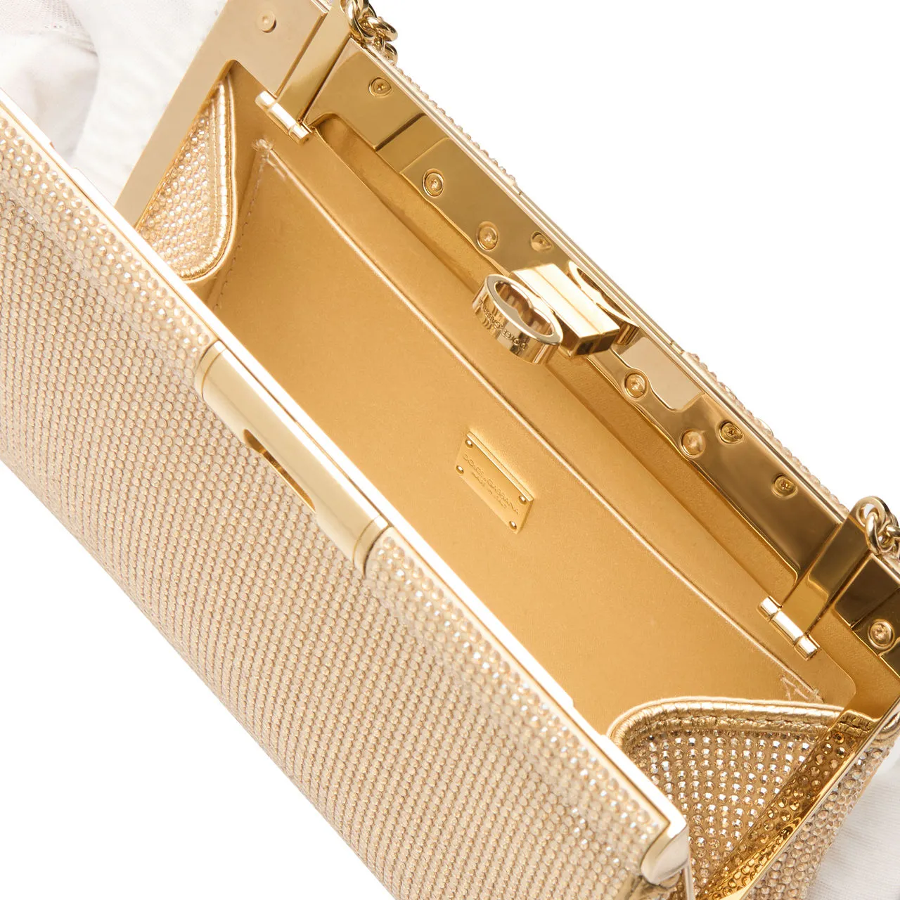 DOLCE & GABBANA Crystal DG Chain Clutch - Nude