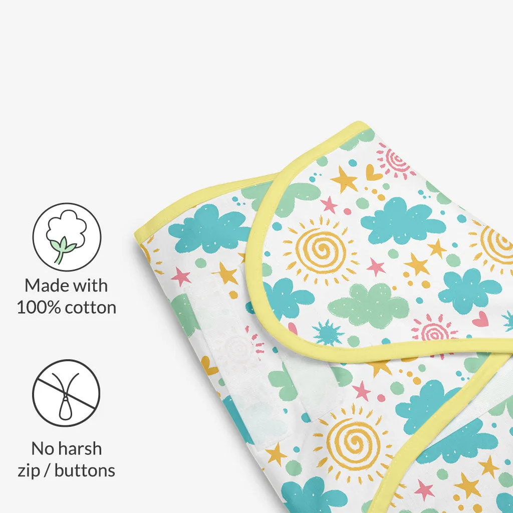 Dry Feel Swaddle Wrap (Happy Clouds and Starry Skies) and FREE XtraHydrating Wipes - 72 pack