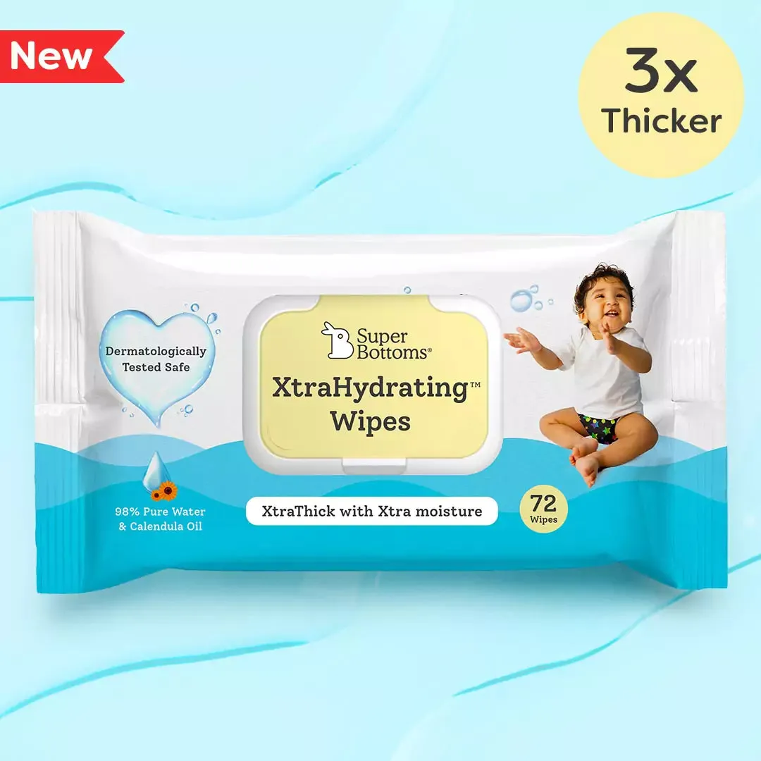 Dry Feel Swaddle Wrap (Happy Clouds and Starry Skies) and FREE XtraHydrating Wipes - 72 pack