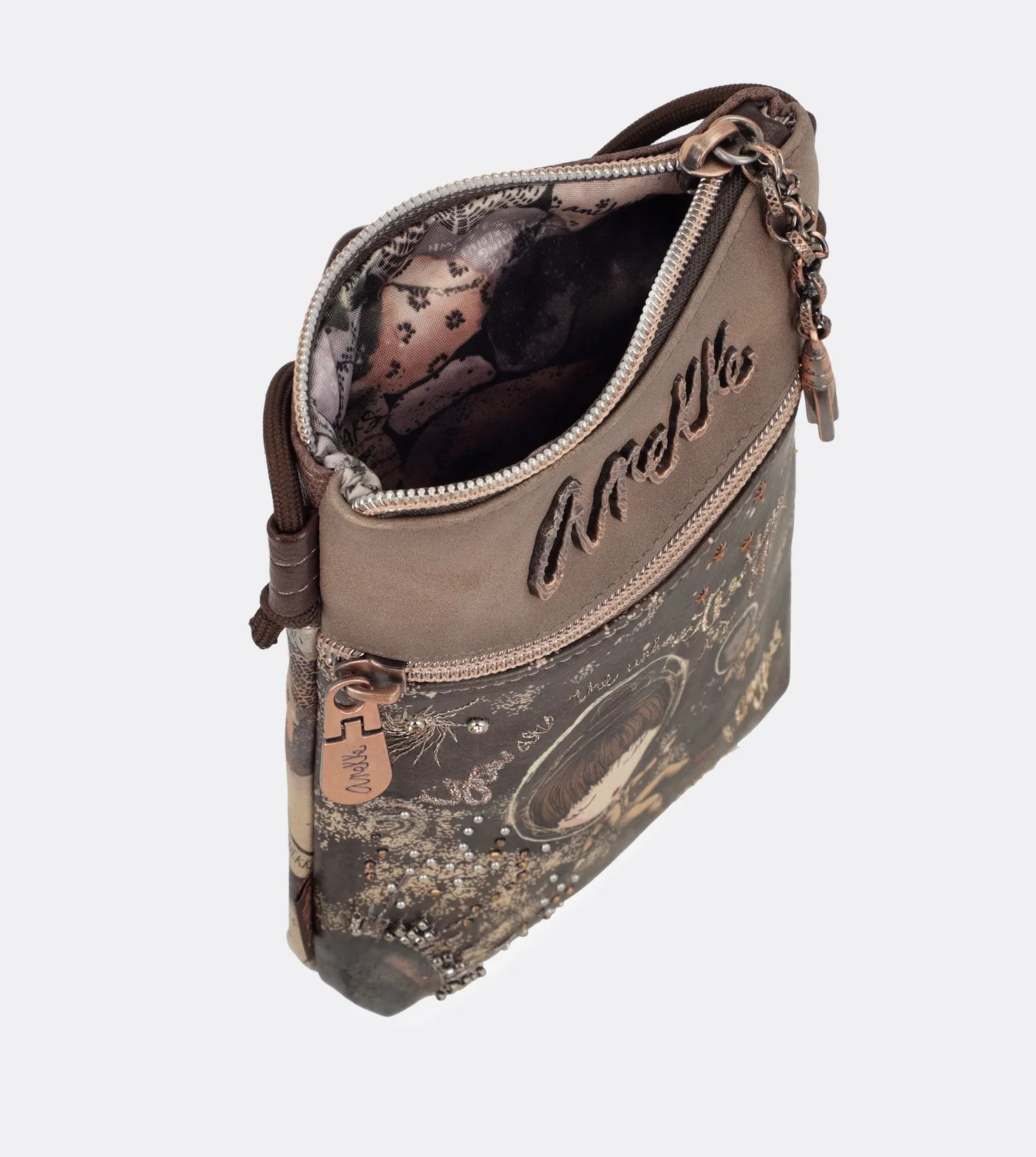 Elegant mini universe crossbody bag with a printed design