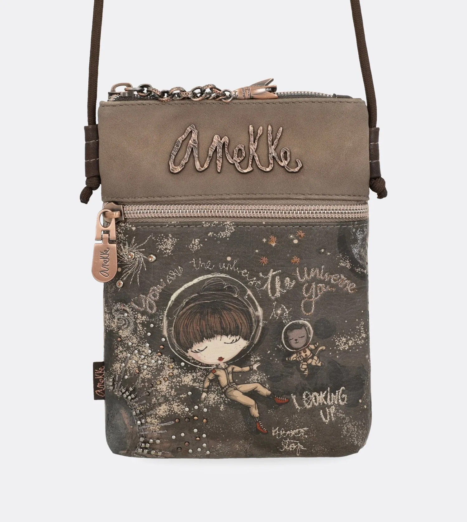 Elegant mini universe crossbody bag with a printed design